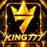 King777 gold crown and 7 logo on black background