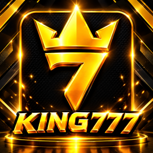 King777 gold crown and 7 logo on black background