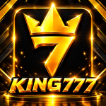 King777 gold crown and 7 logo on black background